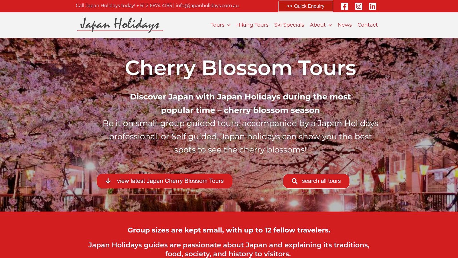 Japan Holidays Classic or Tohoku Cherry Blossom Tour