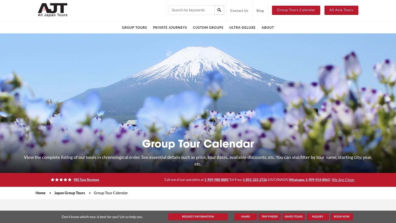 All Japan Tours Scheduled Cherry Blossom Group Tours