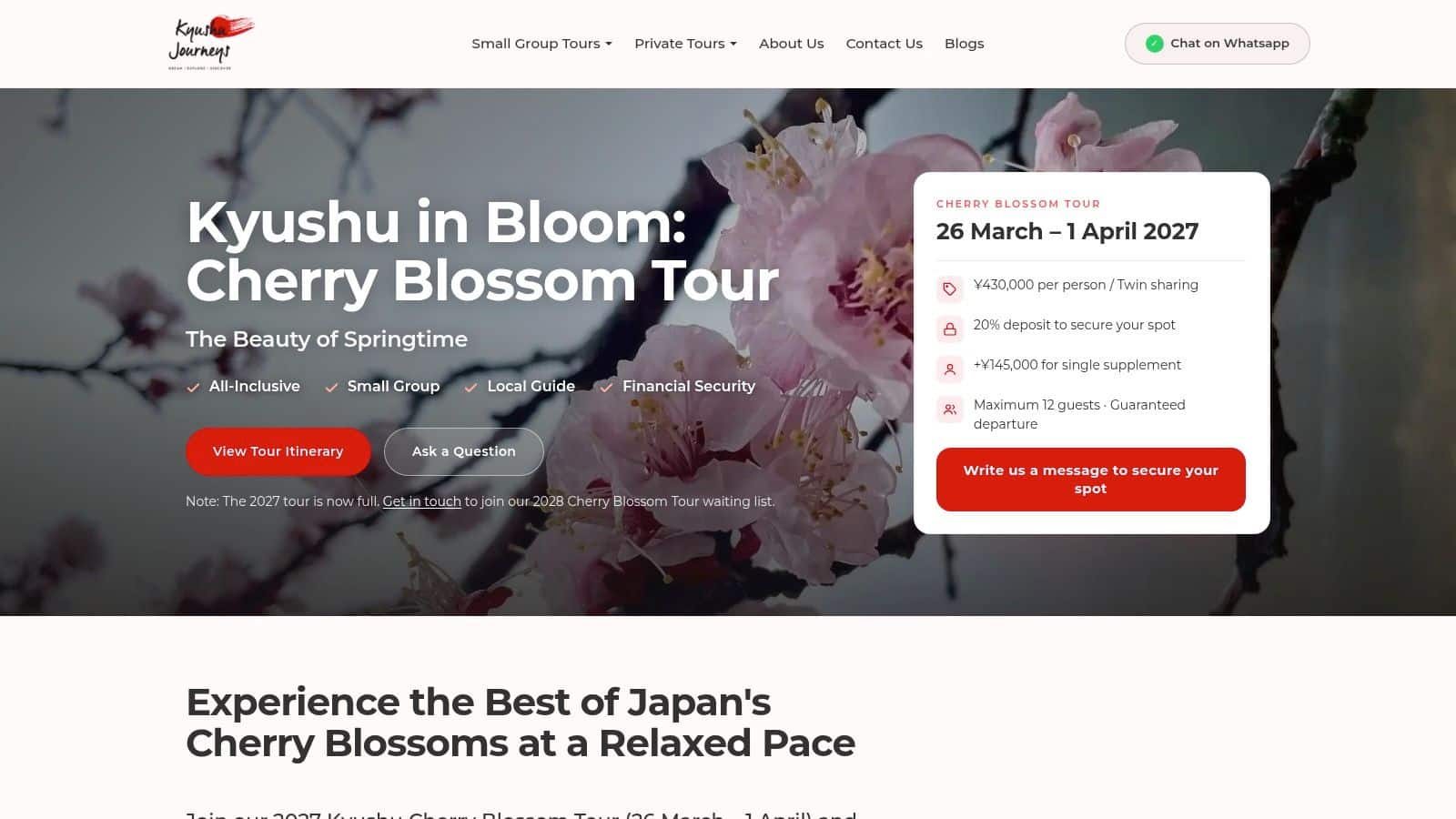 Kyushu Journeys Kyushu Cherry Blossom Tour