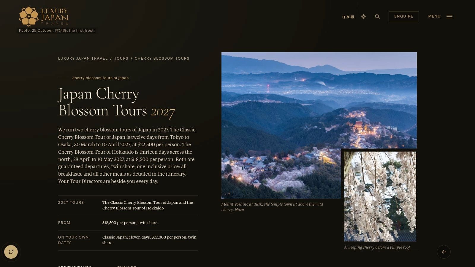 Luxury Japan Travel Classic Japan or Hokkaido Cherry Blossom Tour