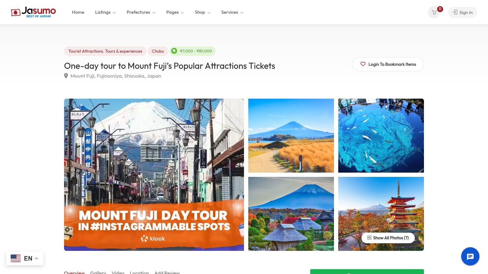 One-day tour to Mount Fuji's Popular Attractions Tickets