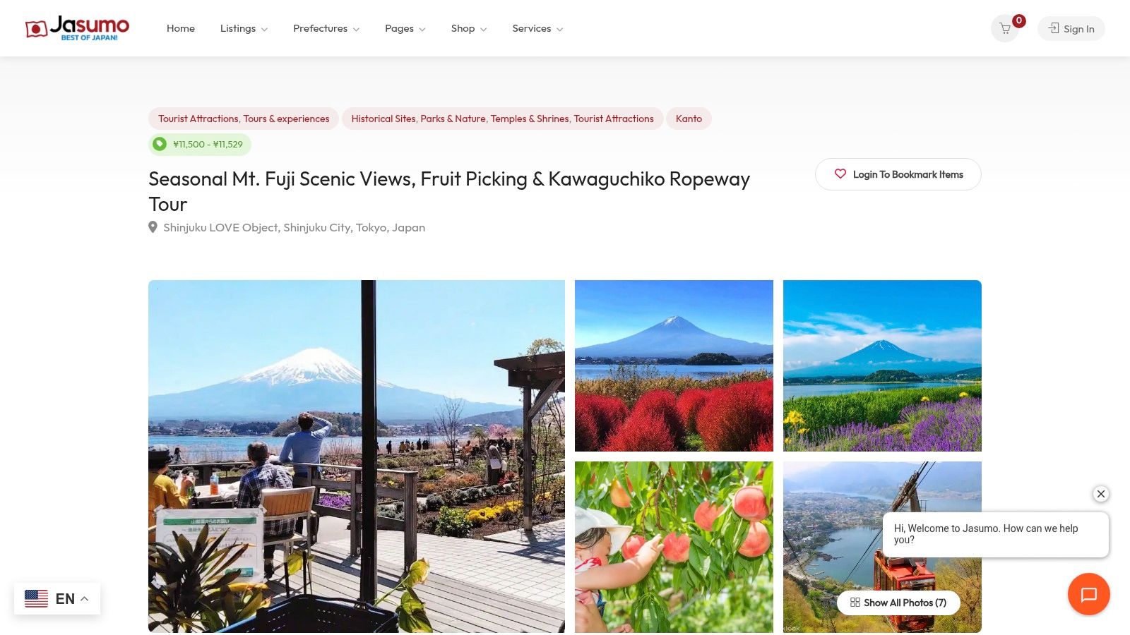 Seasonal Mt. Fuji Scenic Views, Fruit Picking & Kawaguchiko Ropeway Tour